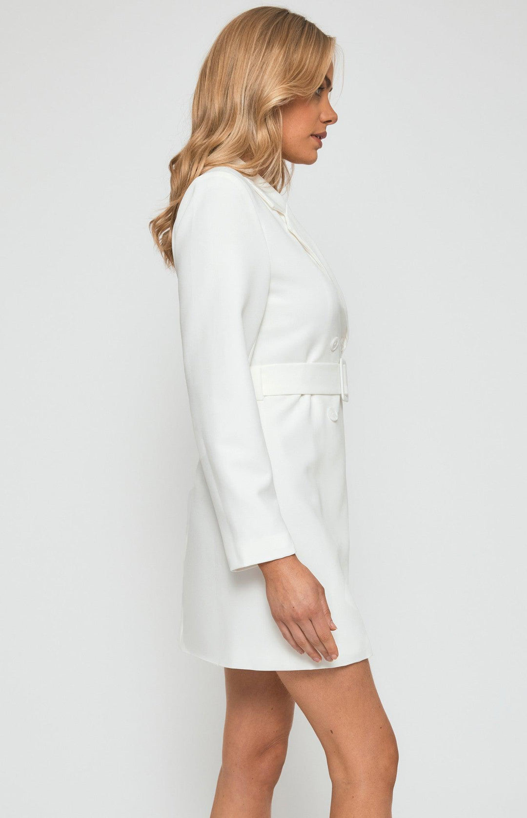 Be Mine Belt Blazer Dress - White - Coco & Buttercup